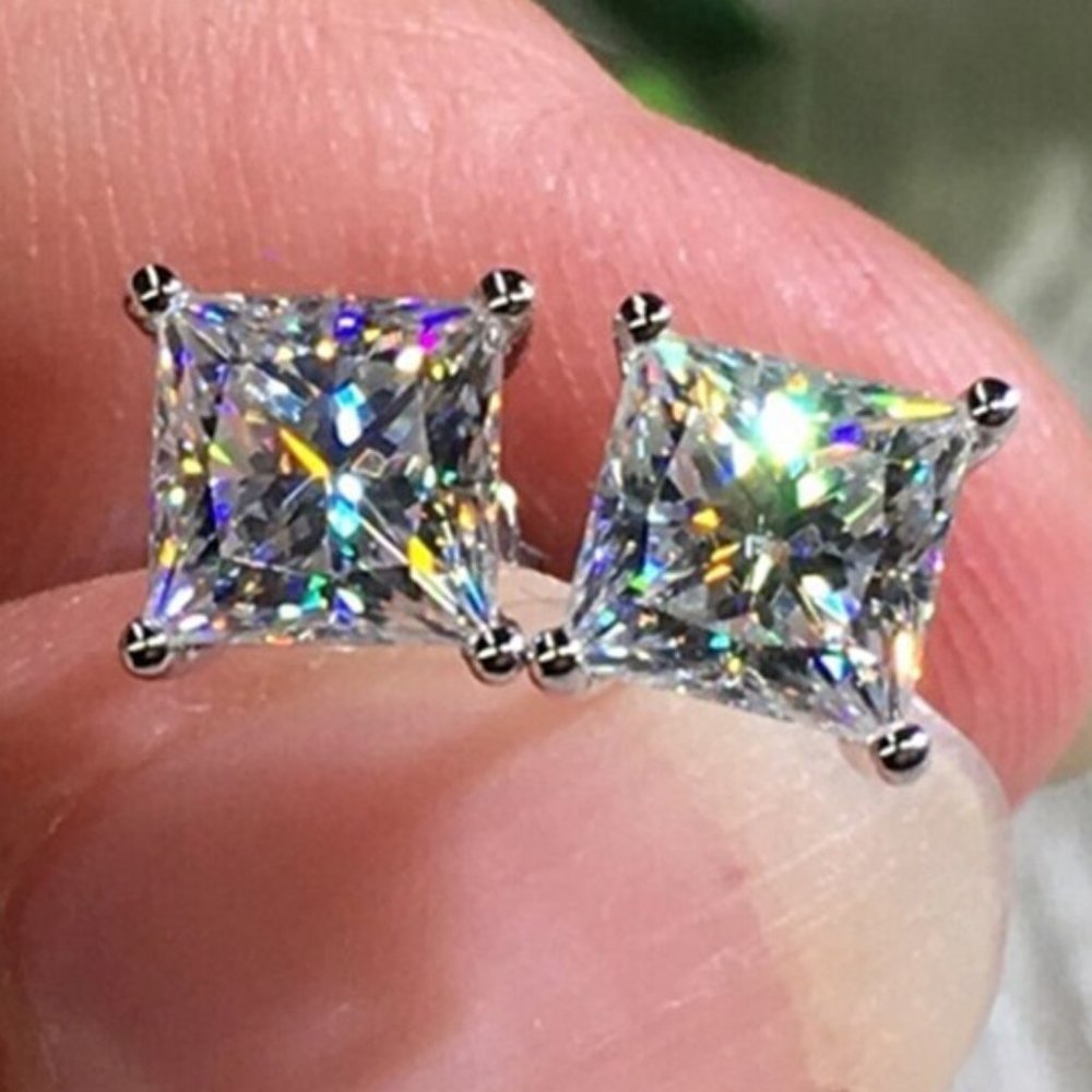 2.50 CTW Princess Cut Diamond Stud Earrings